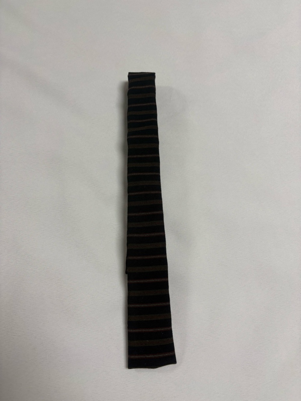Striped Narrow Tie in Black and Brown